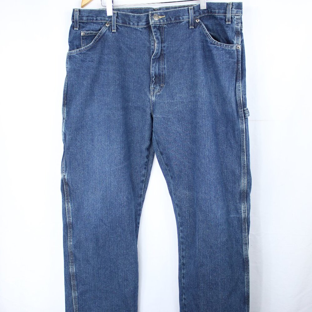 DICKIES Men's 38X32 Med/Dark Wash Denim Jeans Carpenter Pants Utility Workwear